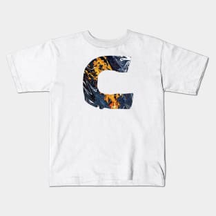 C - FONT - FIRE BLUE Kids T-Shirt